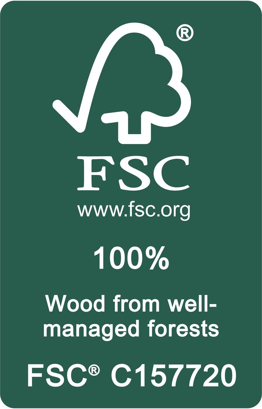 FSC C157720 — 100% wood from well-managed forests